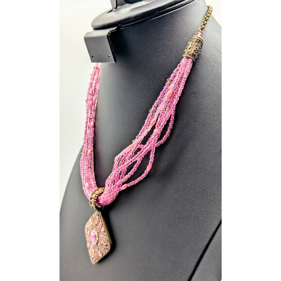 Lot of Two Pink Seed Bead Necklace & Bracelet Jewelry Pieces - Picture 2 of 8